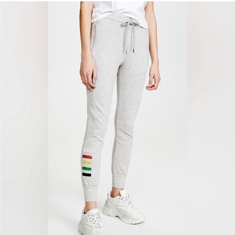 Sundry Light Gray Track Joggers with Multicolor Stripe Detail
